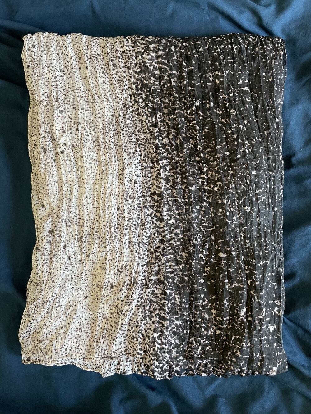 H&M Black Gray White Abstract Animal Print Sheer Scarf Wrap Shawl